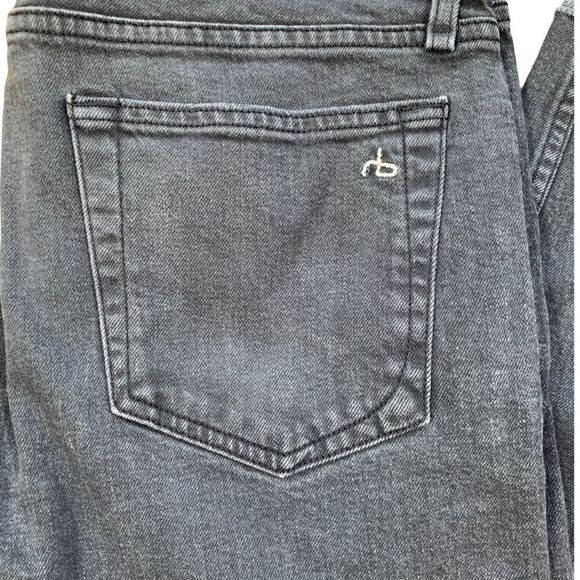 Rag And Bone Fit 1 Extra Slim Straight Jeans Black Dark Wash Distressed Hem - Picture 6 of 11